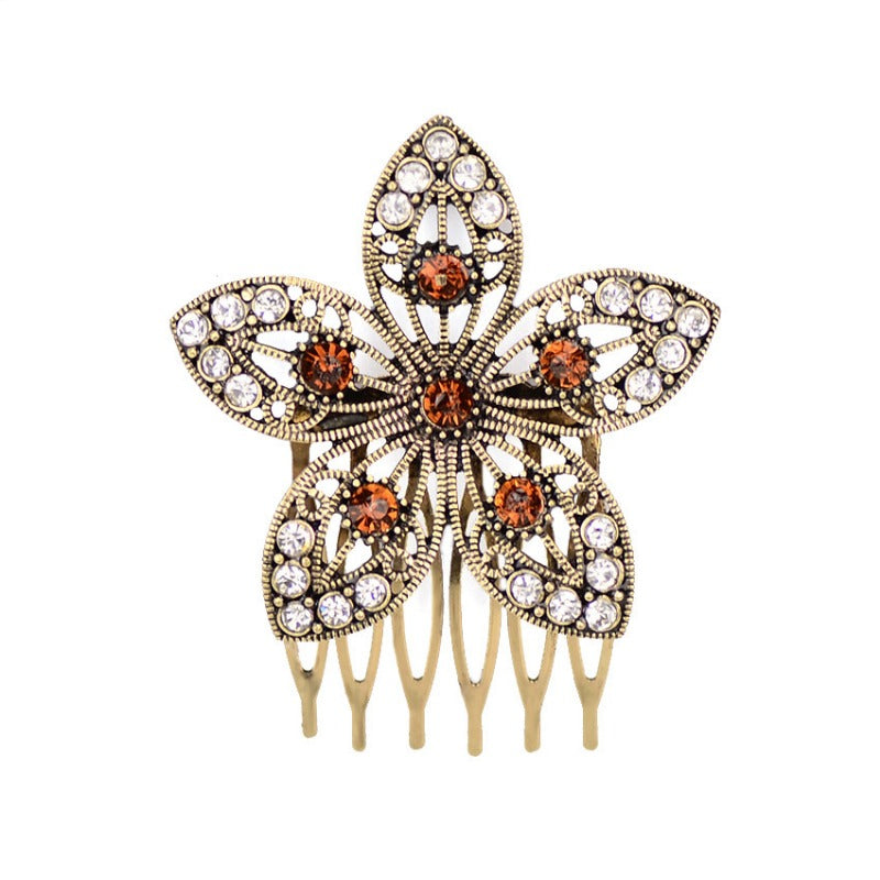 Wholesale vintage diamond hu'die hair comb pearl hairpin